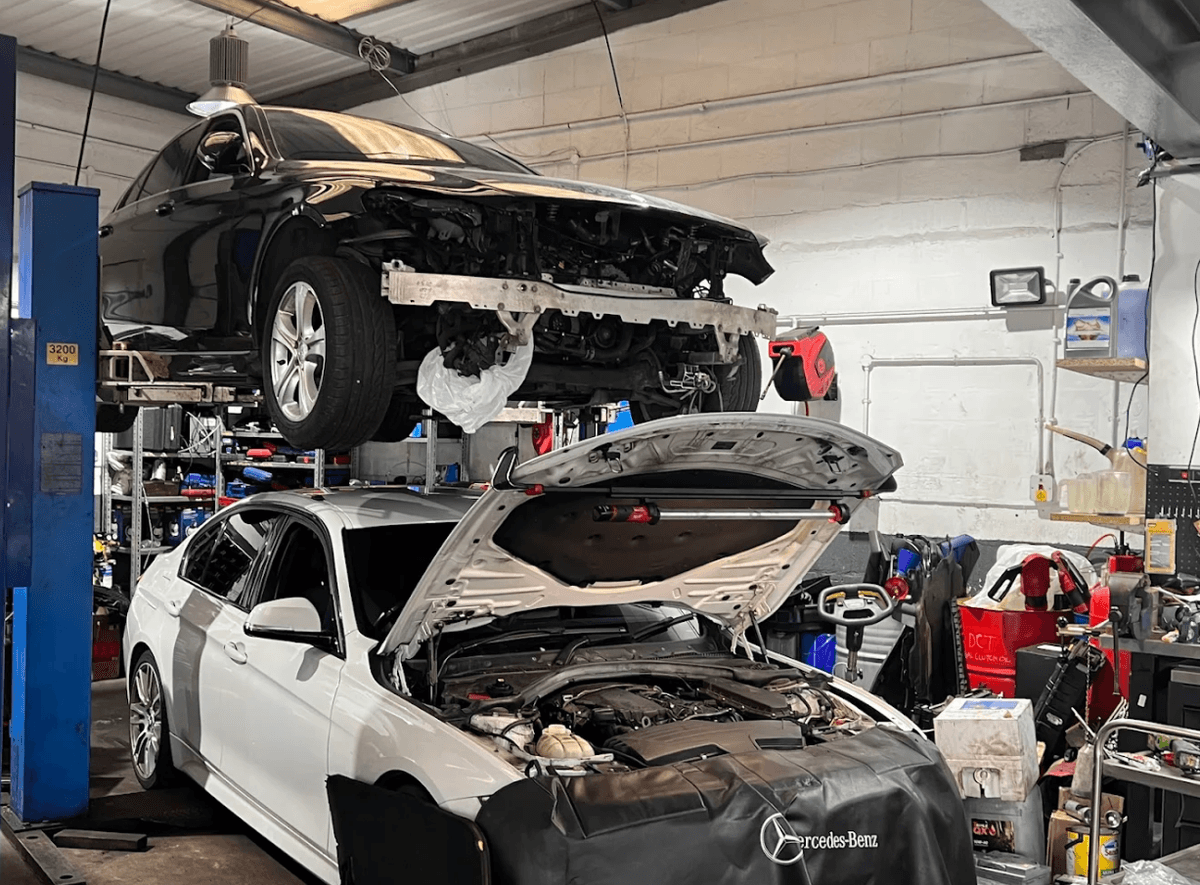 Mechanic working on a car